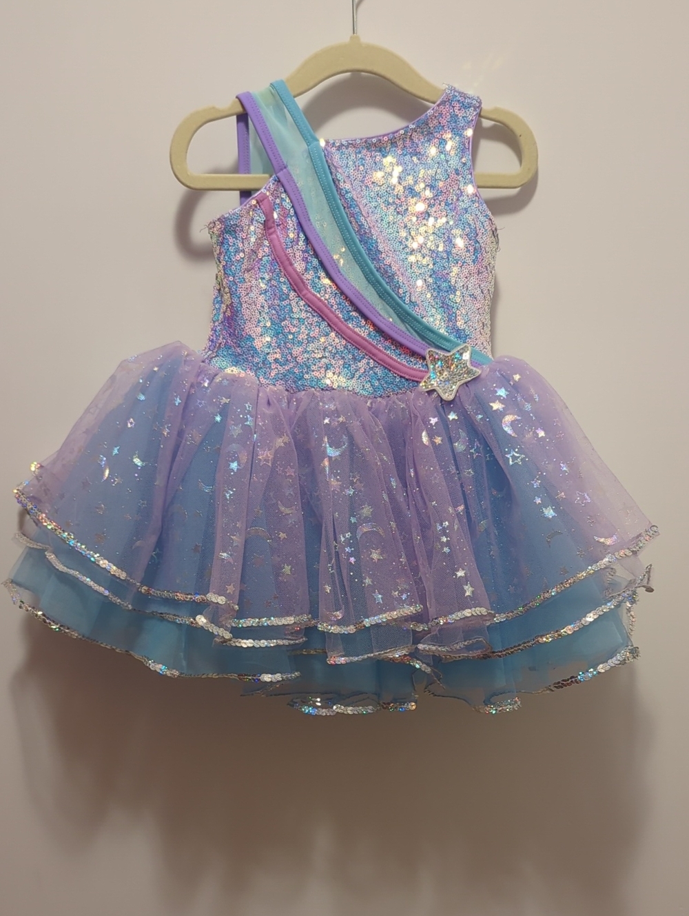 Girls' Sequin Purple & Blue Star Tutu Leotard - Dance / Figure Skating Costume